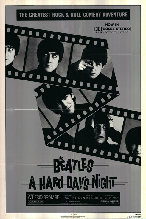 a hard day's night 1982R one sheet poster folded